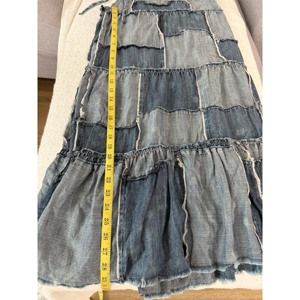 NWT Jaded Gypsy Distressed Patchwork Denim Tencel tiered Palazzo Pants Size L/X - Picture 15 of 16